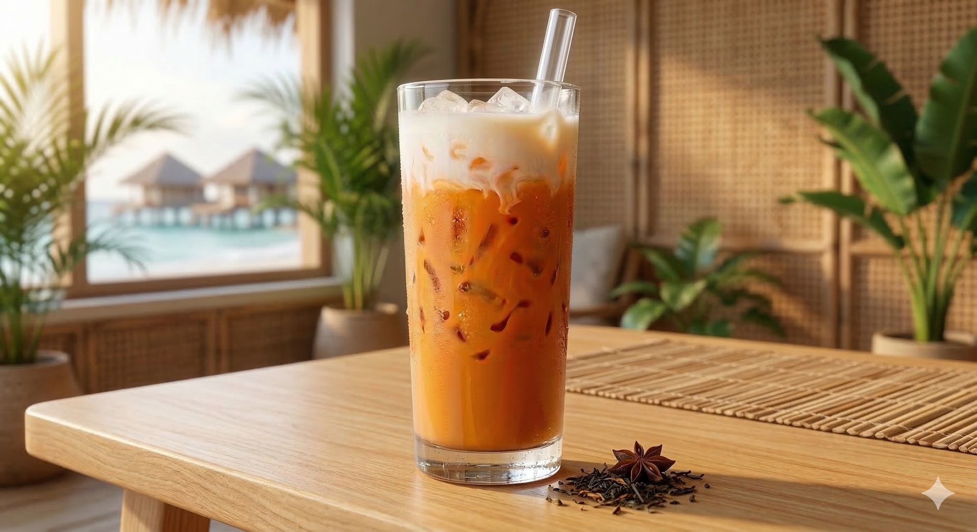 Glass of Thai iced tea with nutrition in mind