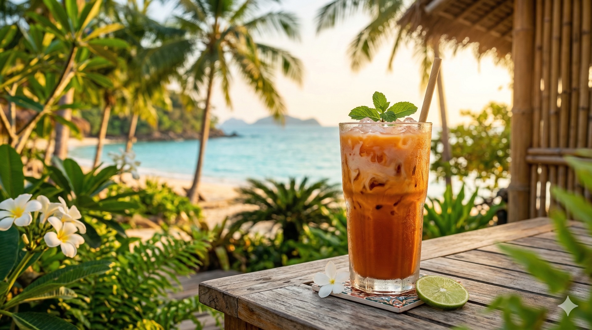 Thai iced tea — creamy orange cha yen in a glass